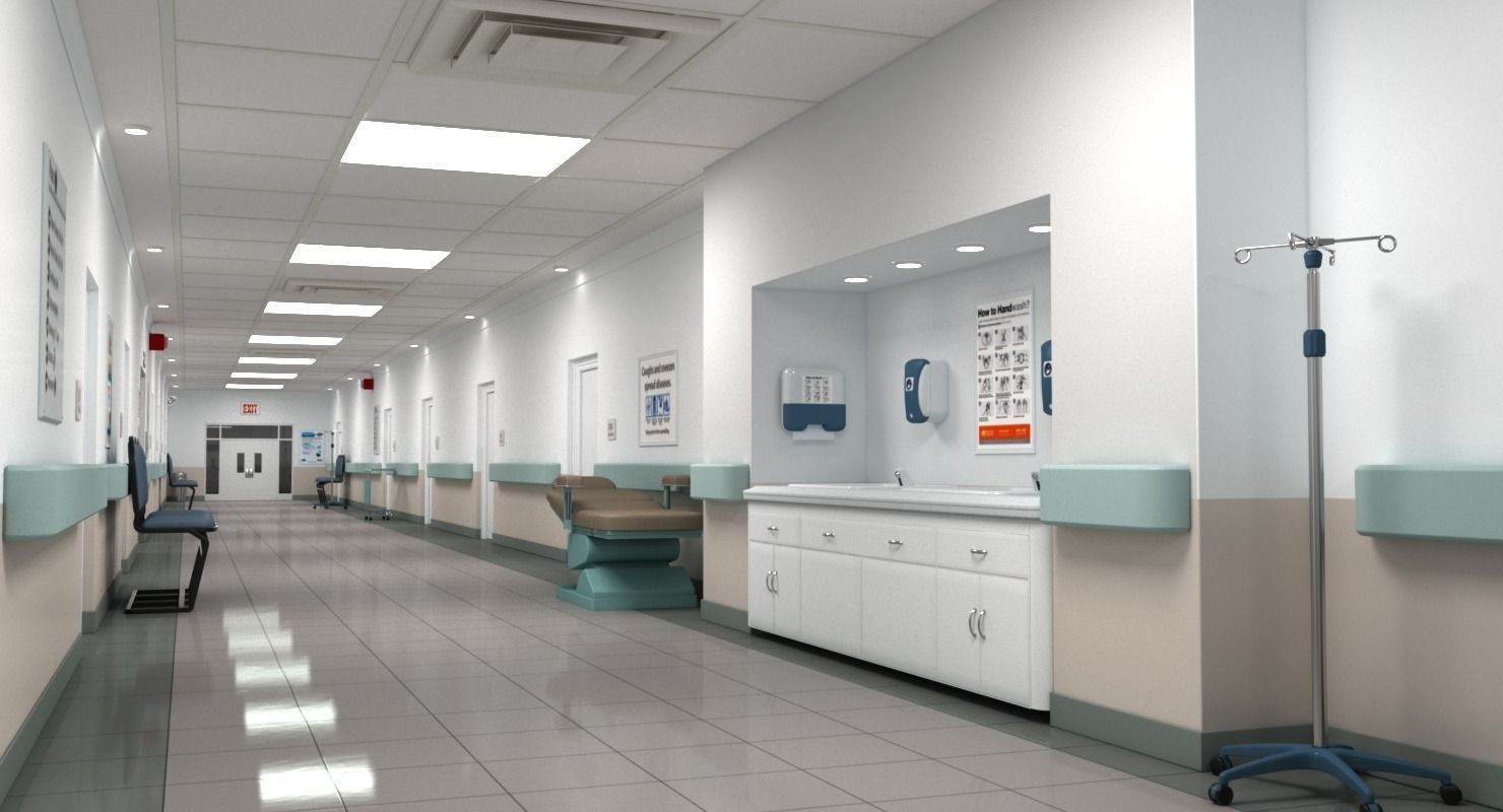 Hospital Hallway 2 3D model_2