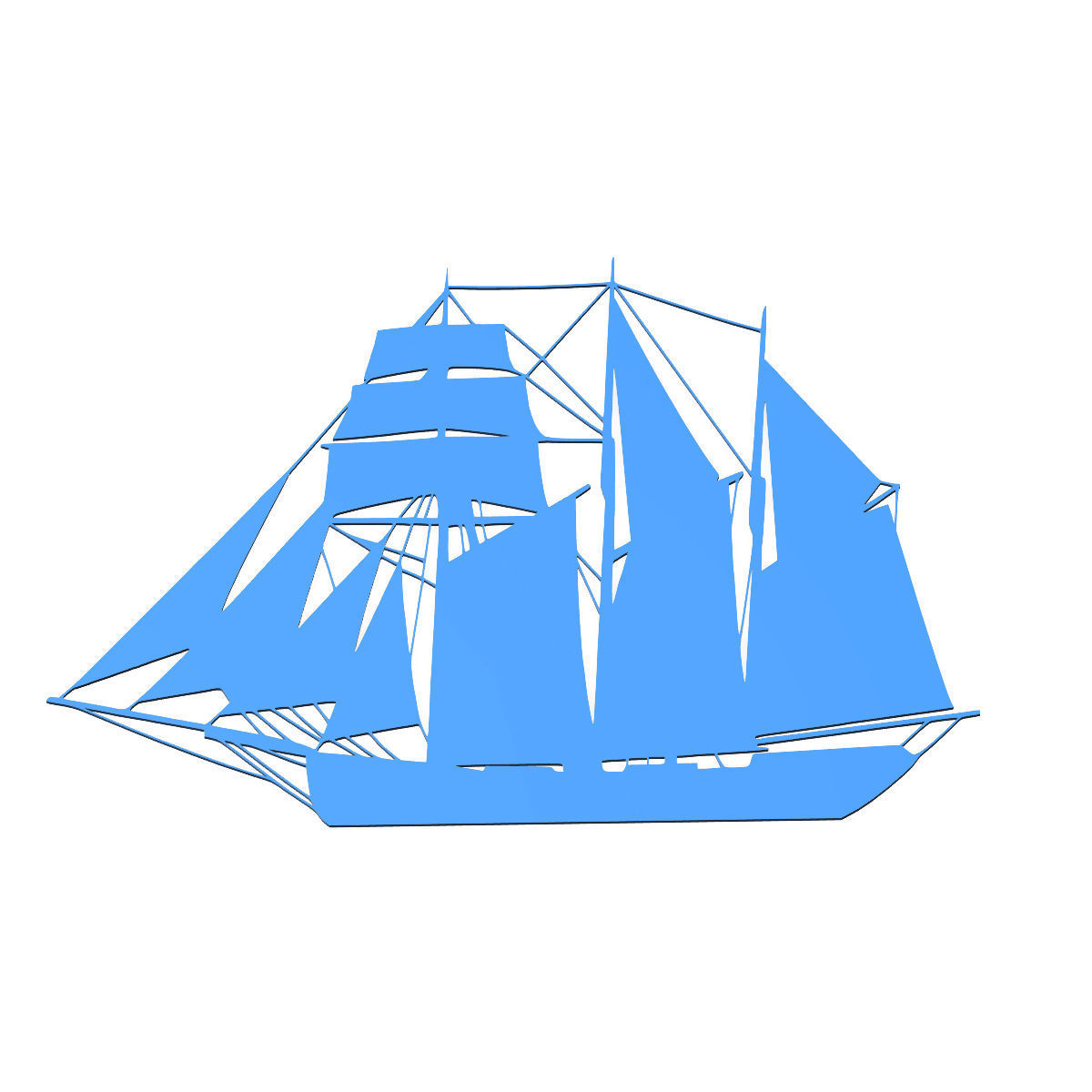 Sailing boat for wall decoration 1 3D print model_1