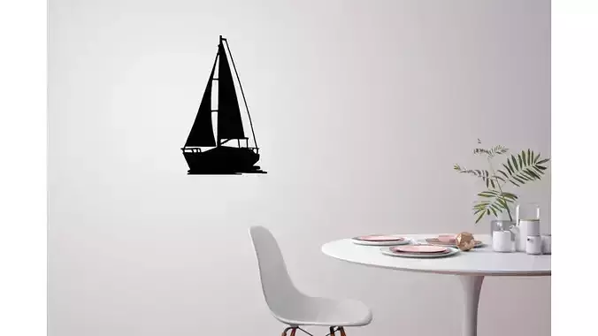 Sailing boat for wall decoration 4 3D print model