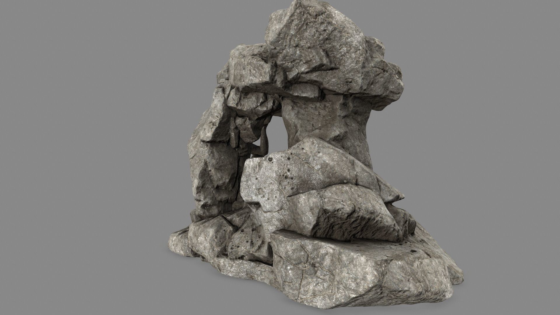gateway sculpture of rock Low-poly 3D model_6