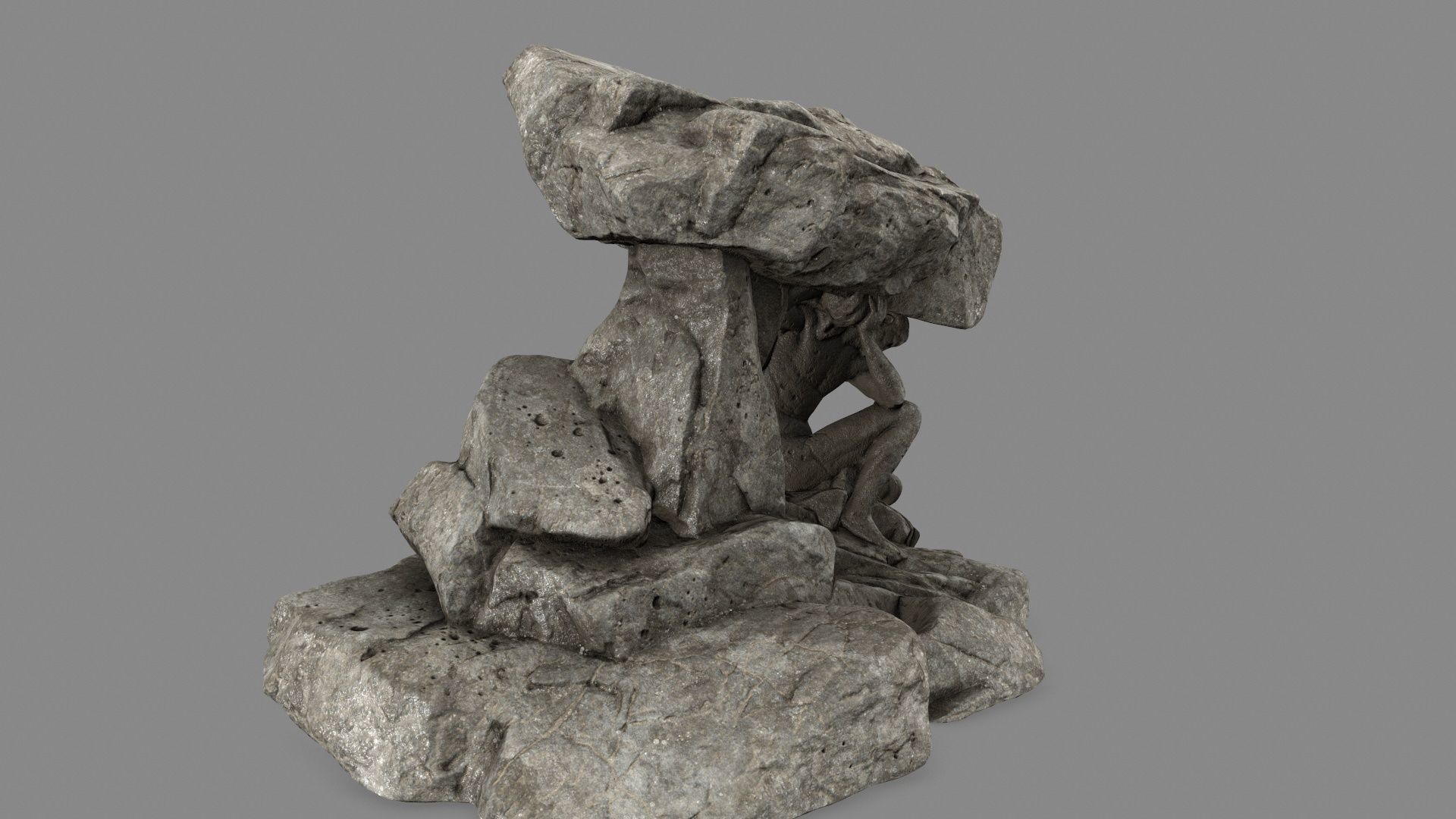 gateway sculpture of rock Low-poly 3D model_4