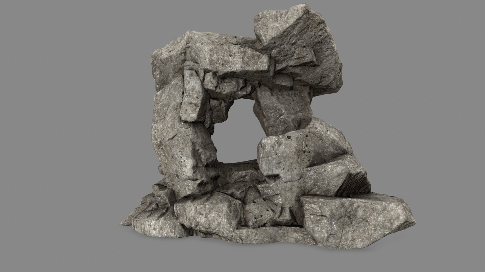 gateway sculpture of rock Low-poly 3D model_11