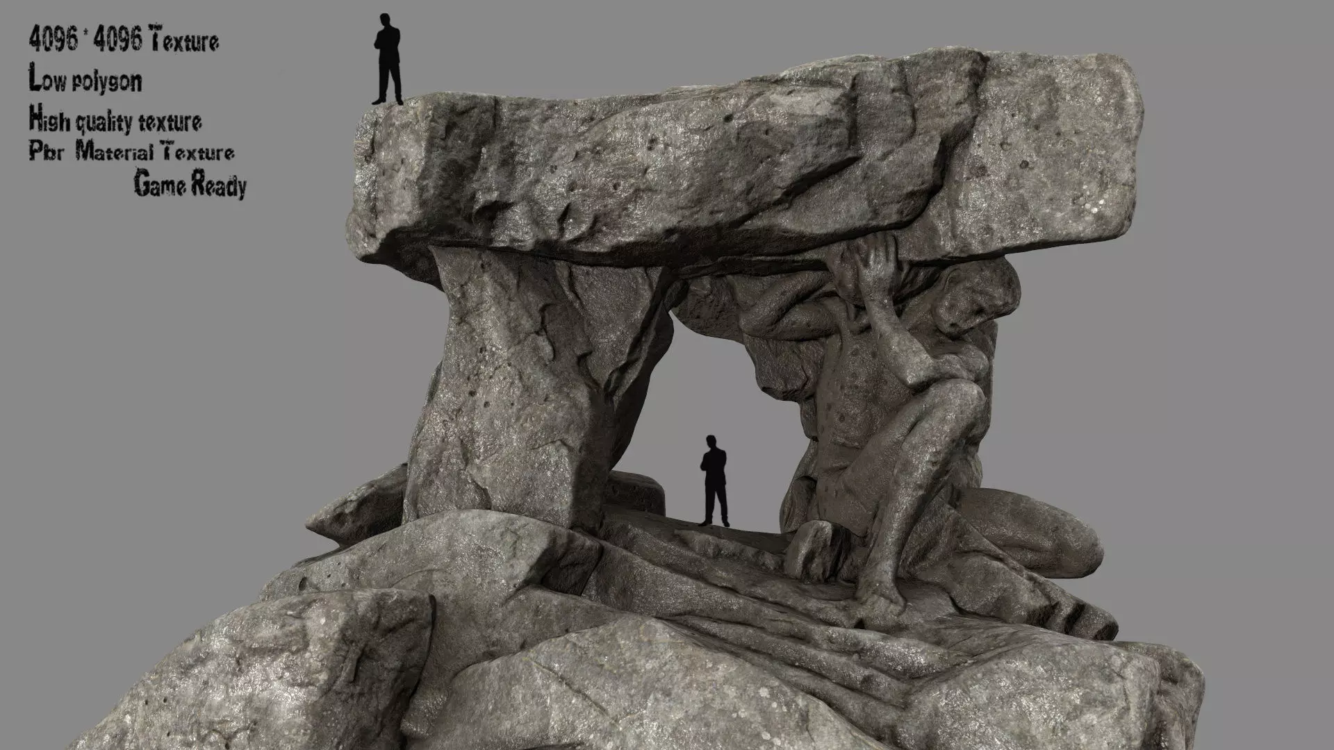 gateway sculpture of rock Low-poly 3D model_0