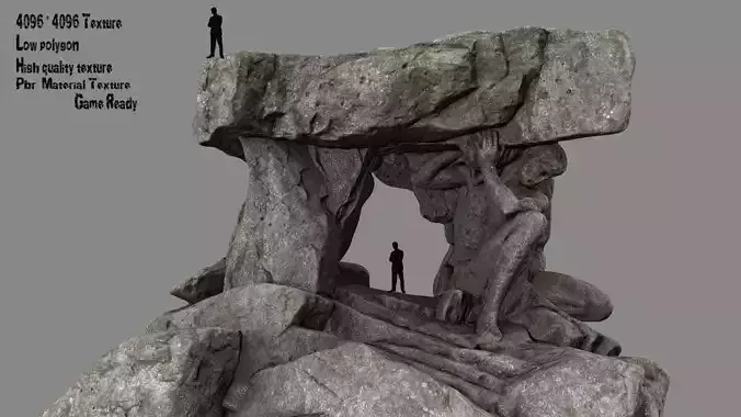 gateway sculpture of rock Low-poly 3D model