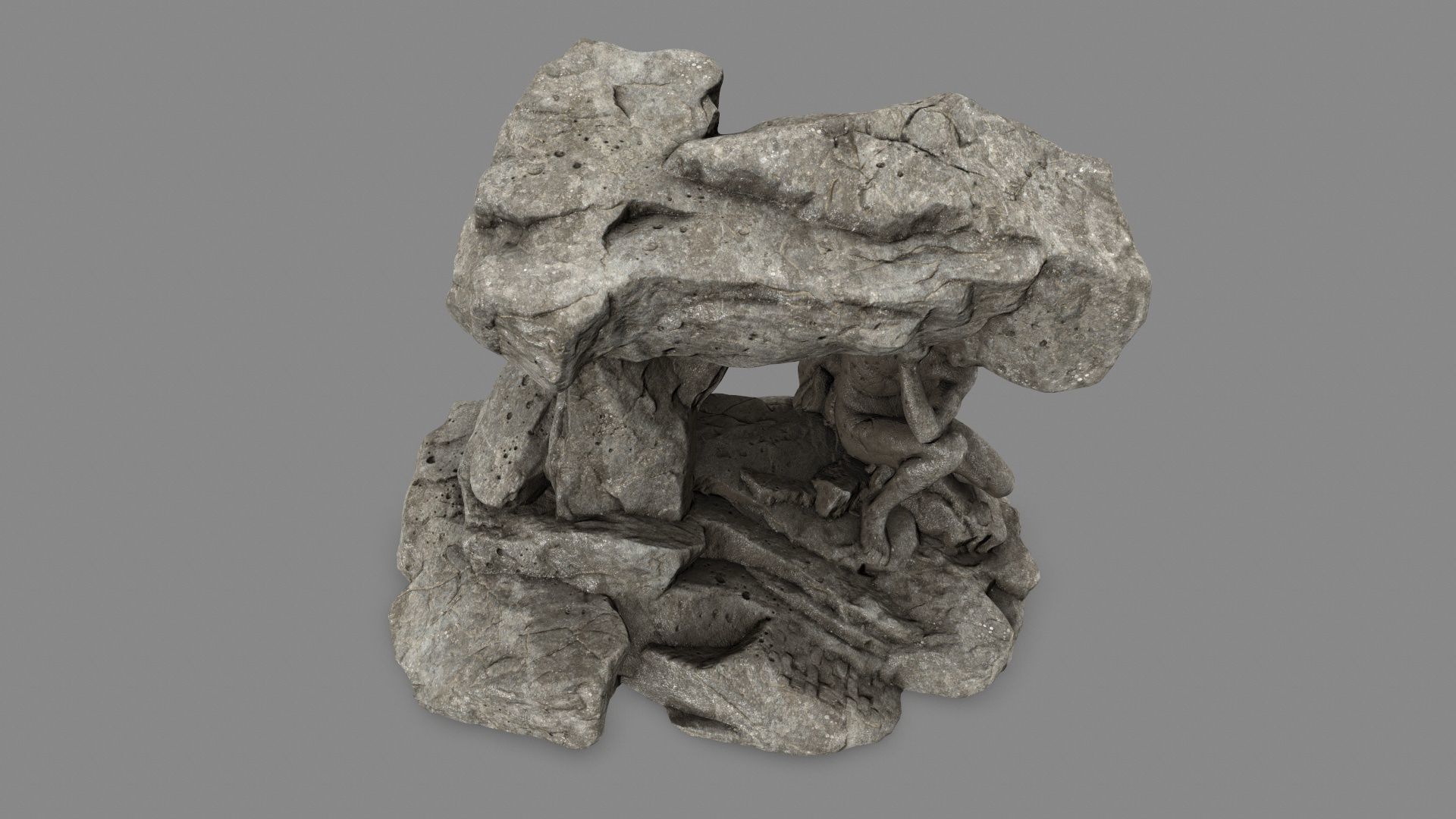 gateway sculpture of rock Low-poly 3D model_9