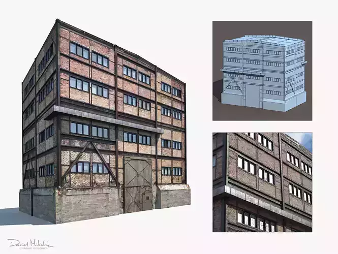 Old Factory Low Poly 3d Building