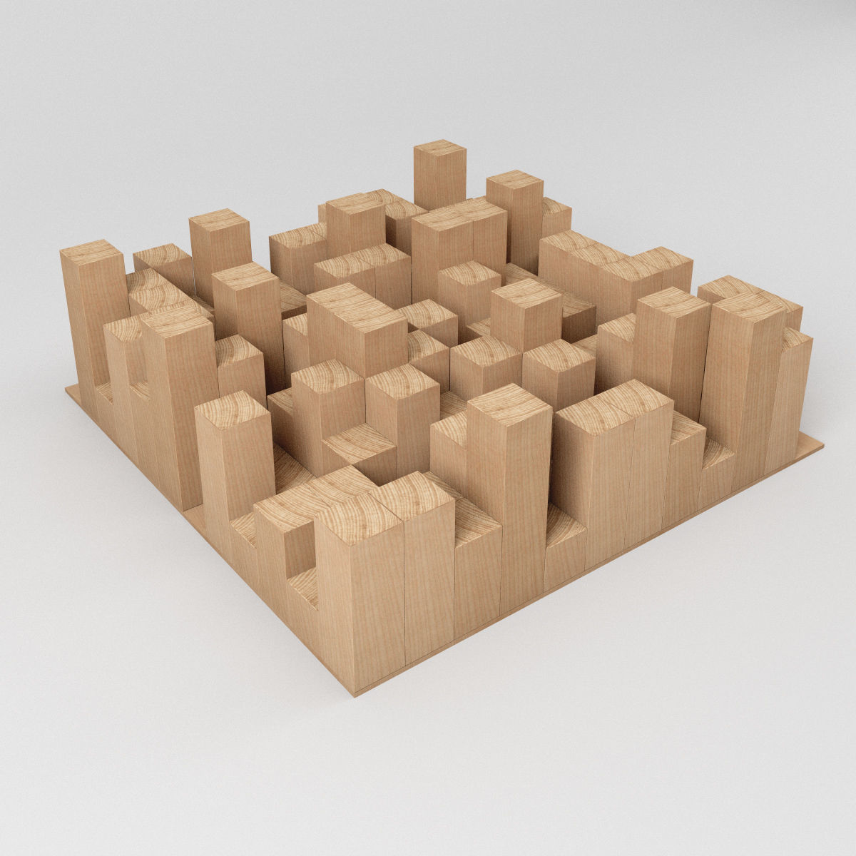 QRD Diffuser - recording studio wall panel 3D model_5