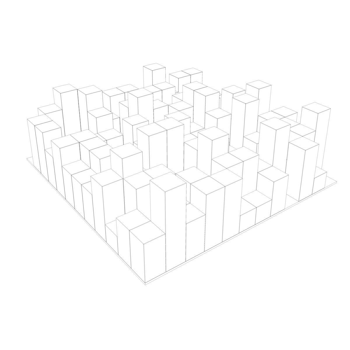 QRD Diffuser - recording studio wall panel 3D model_4