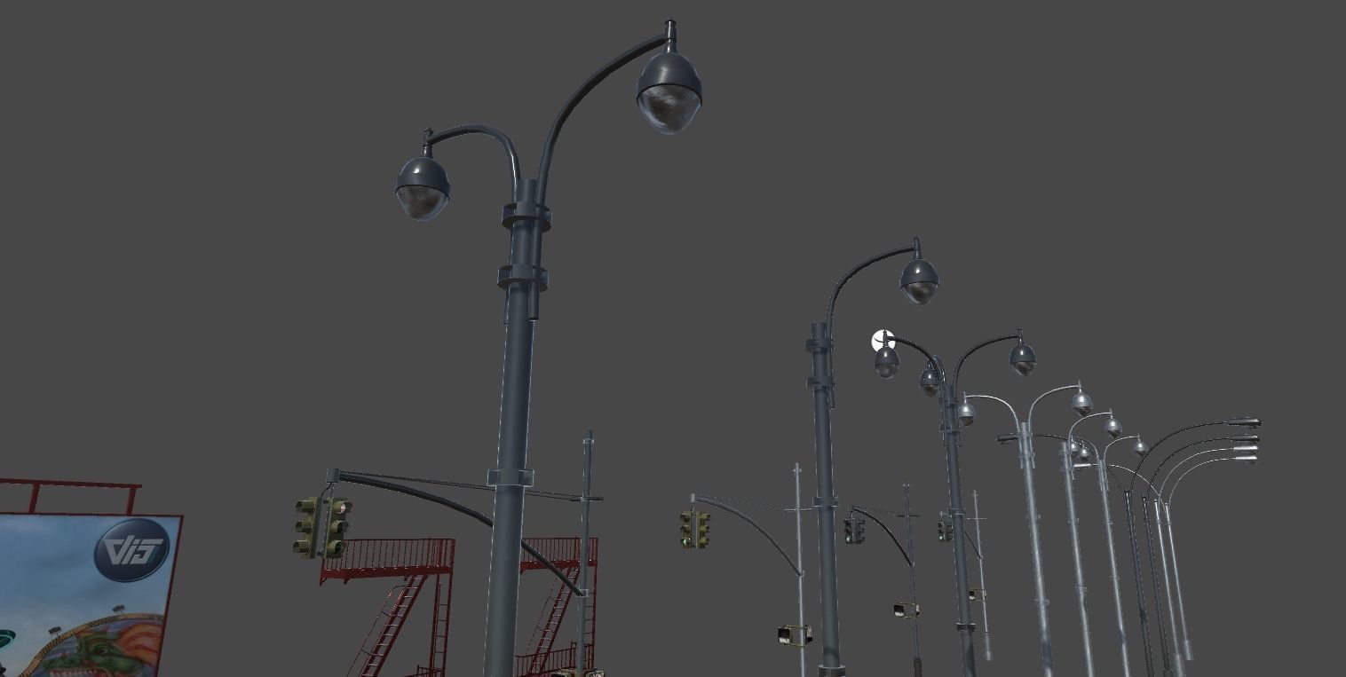 US street props Low-poly 3D model_2