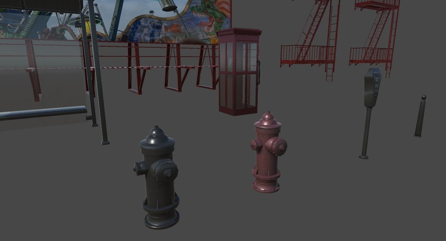 US street props Low-poly 3D model_3