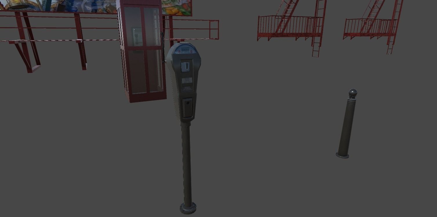US street props Low-poly 3D model_4
