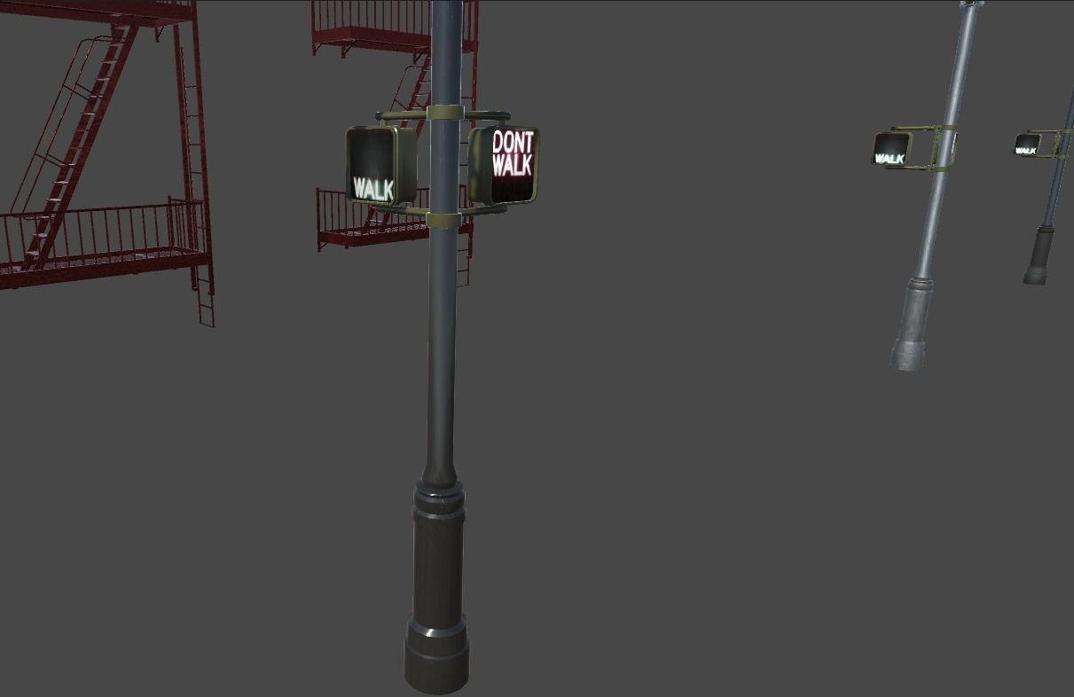 US street props Low-poly 3D model_5