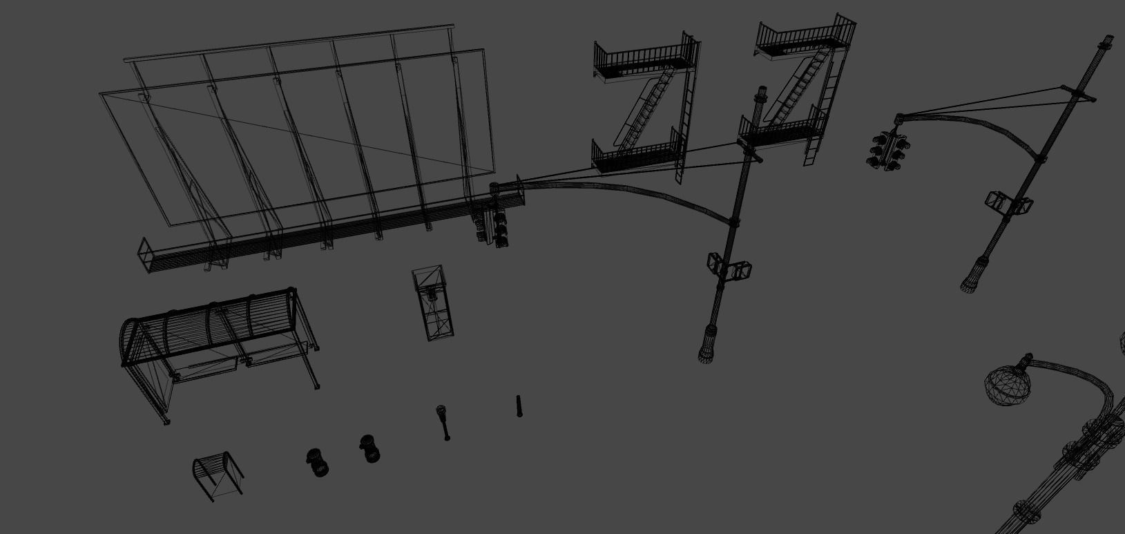 US street props Low-poly 3D model_11