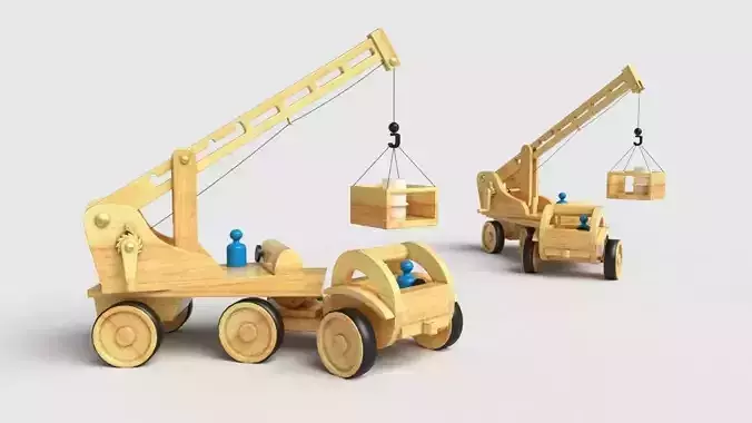 Wooden toy car crane for kids