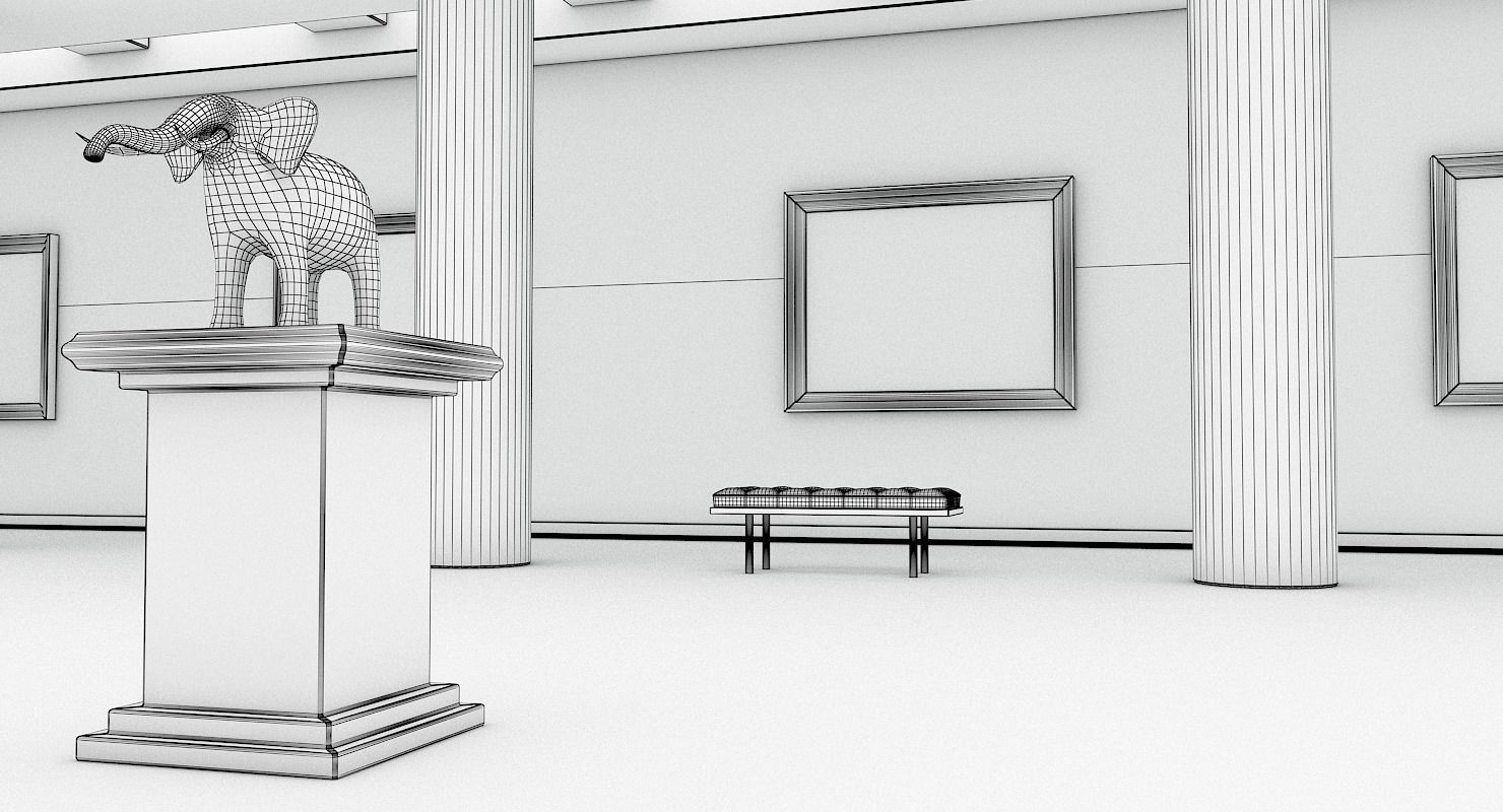 Art Gallery Interior 3D model_23