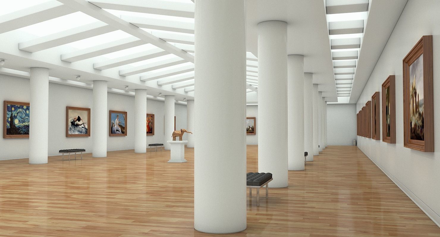 Art Gallery Interior 3D model_16