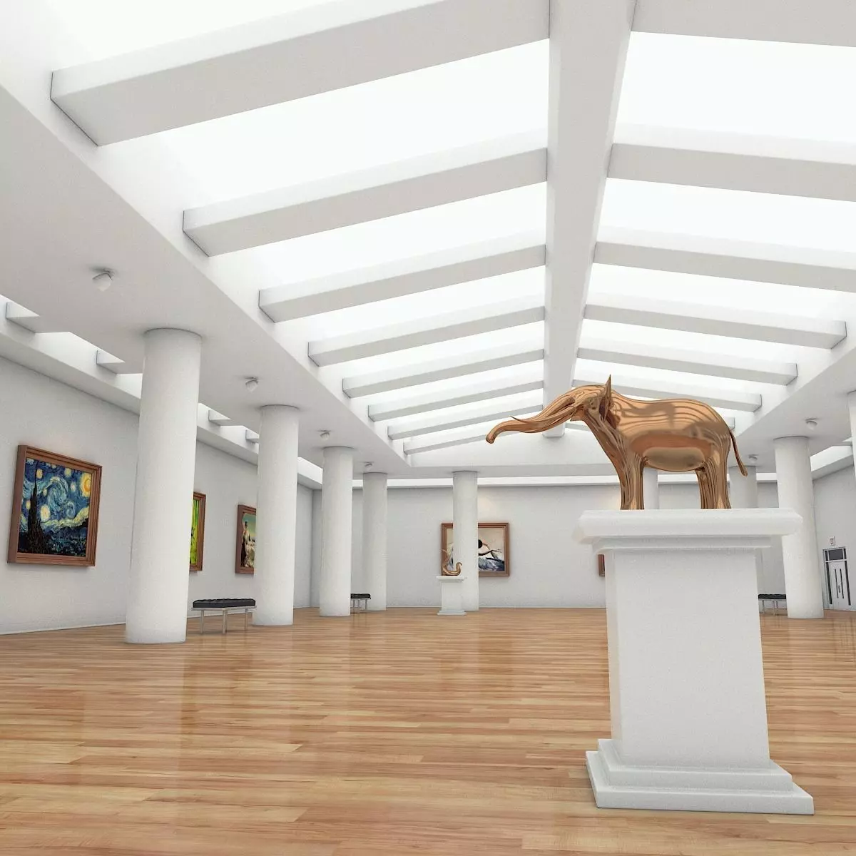 Art Gallery Interior 3D model_0