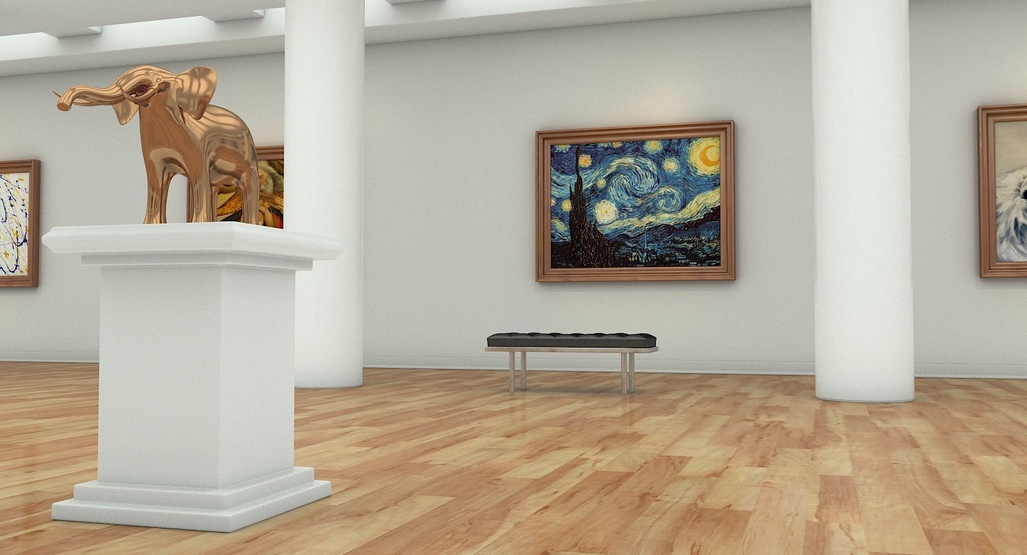 Art Gallery Interior 3D model_10