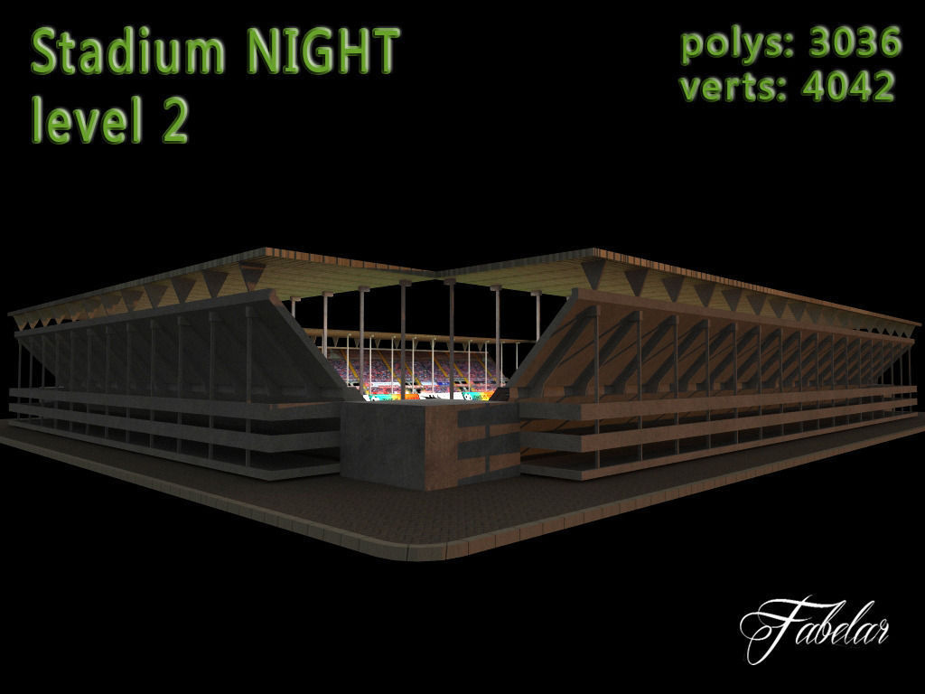 Stadium Level 2 Night Low-poly 3D model_3