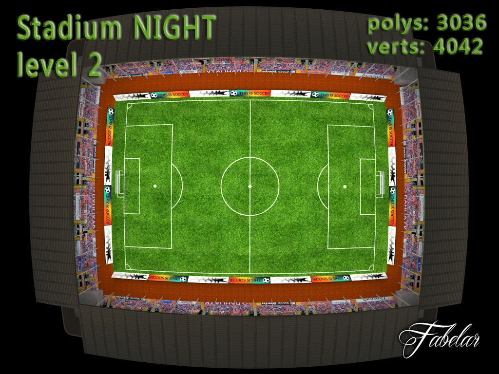 Stadium Level 2 Night Low-poly 3D model_7