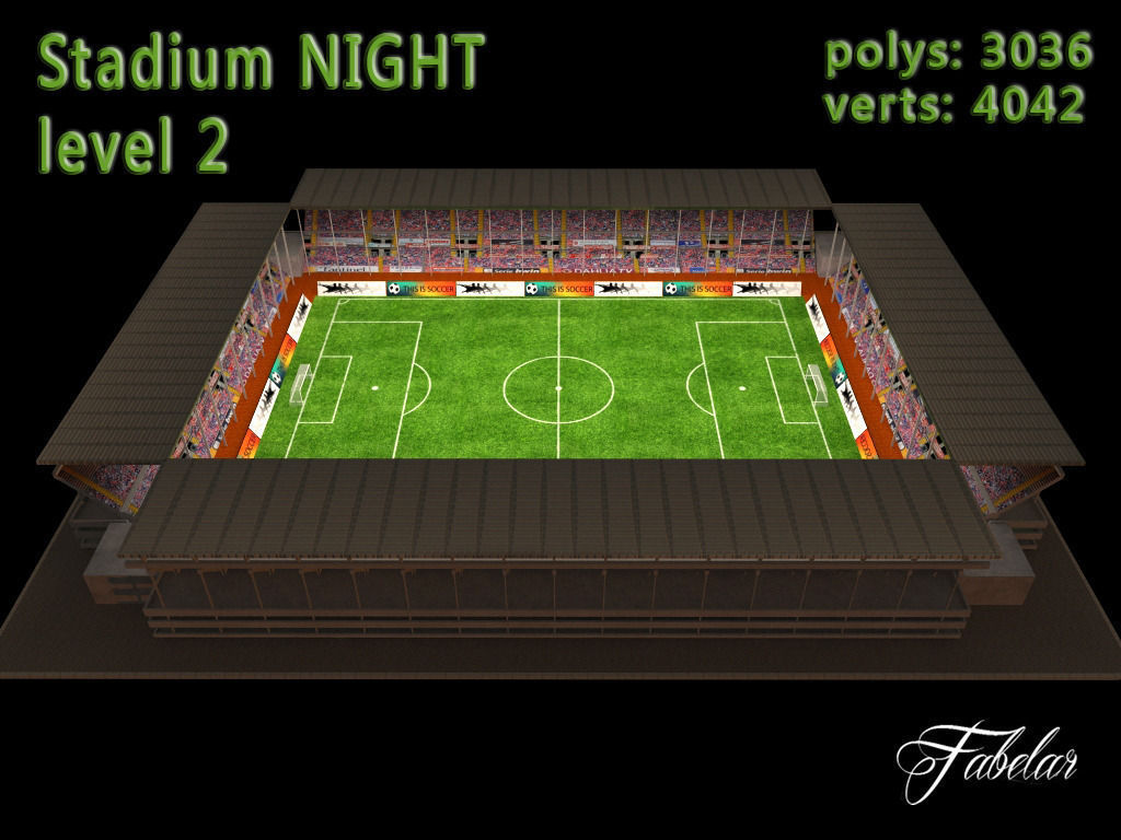 Stadium Level 2 Night Low-poly 3D model_8
