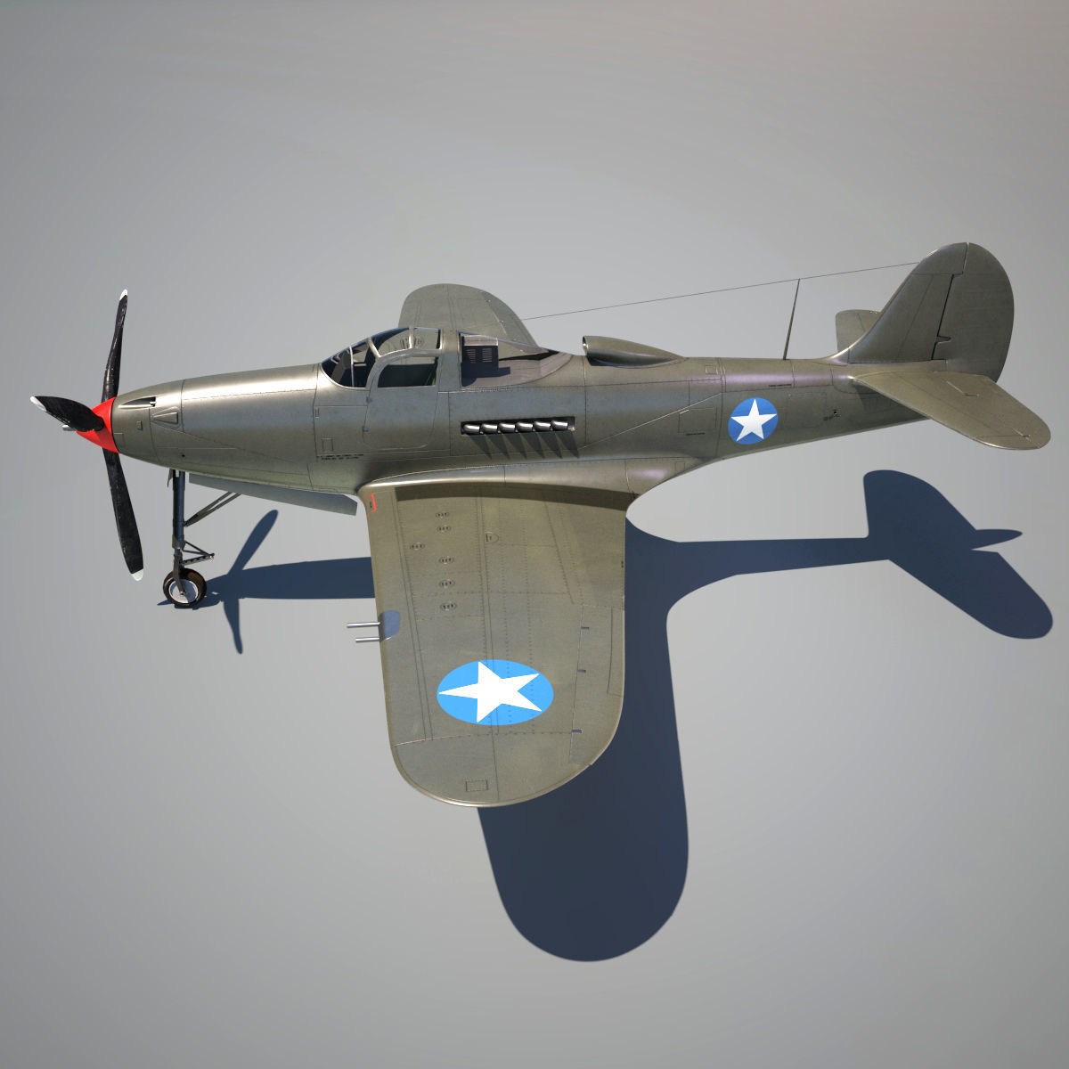 Bell P-39 Airacobra Low-poly 3D model_7