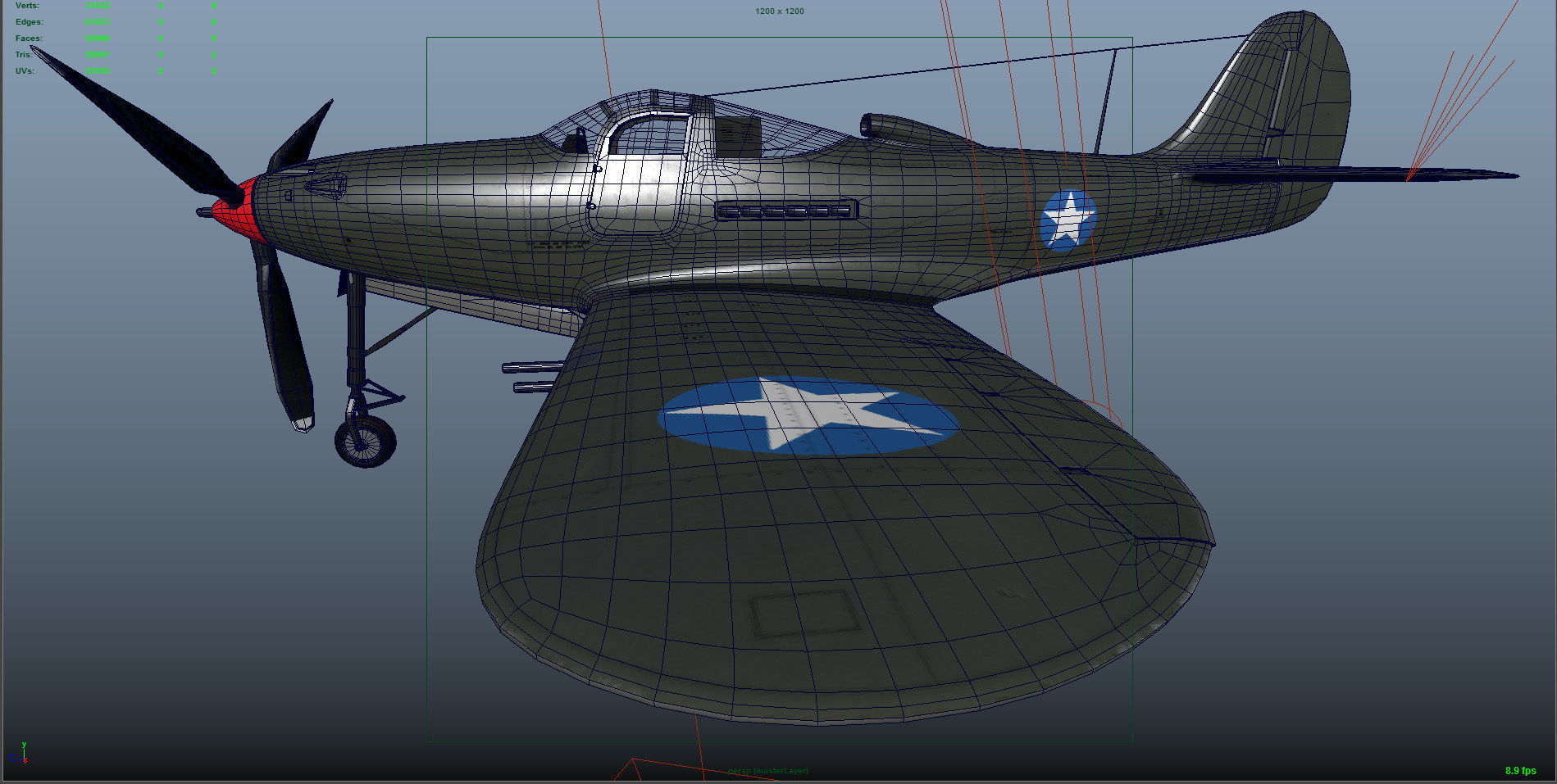 Bell P-39 Airacobra Low-poly 3D model_18
