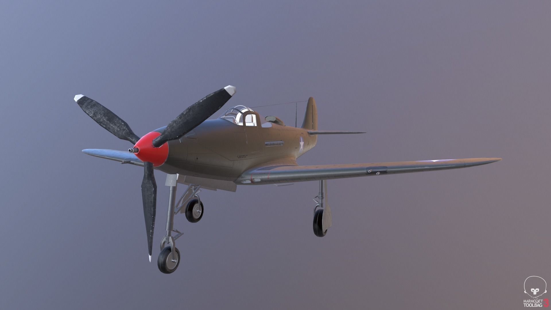 Bell P-39 Airacobra Low-poly 3D model_14