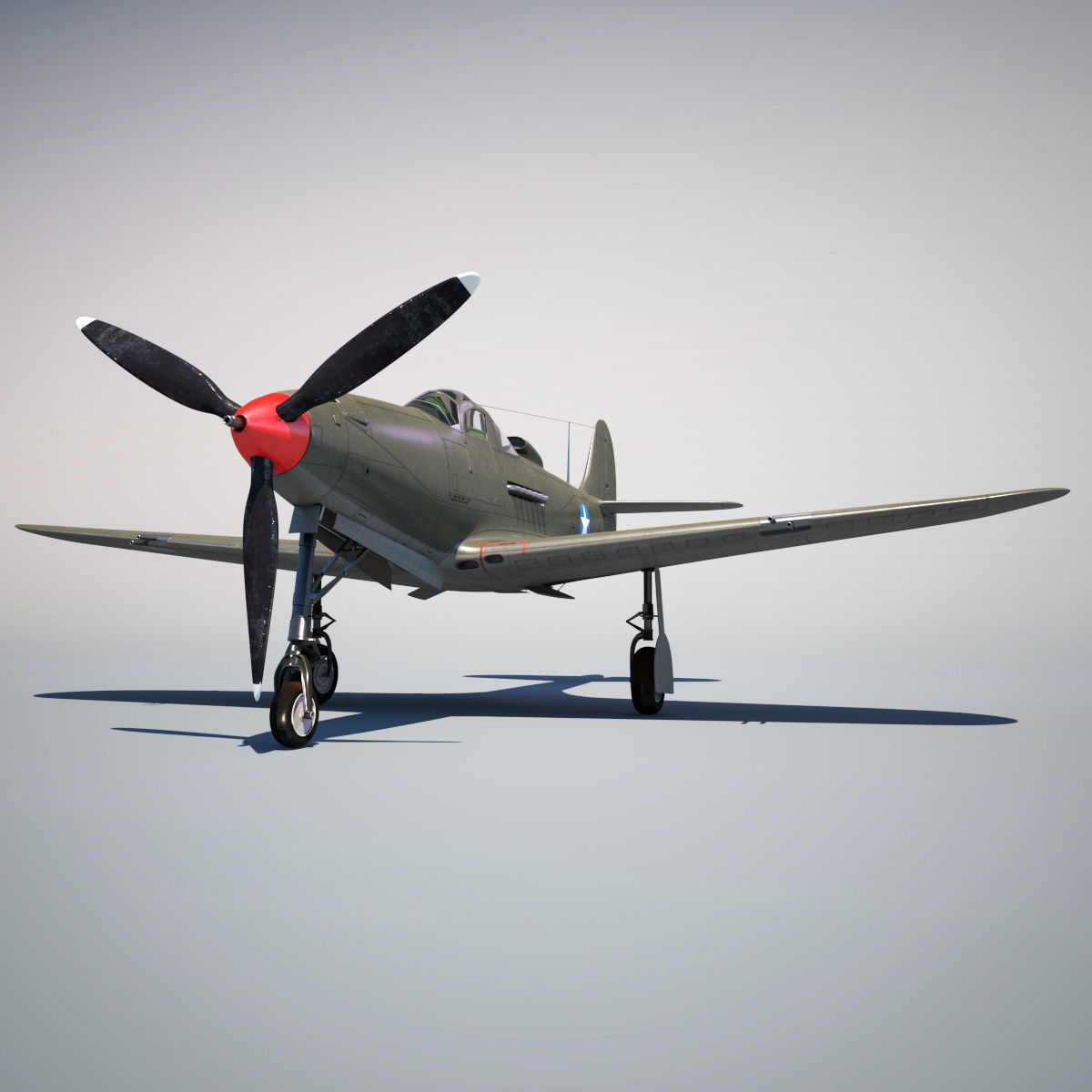 Bell P-39 Airacobra Low-poly 3D model_2