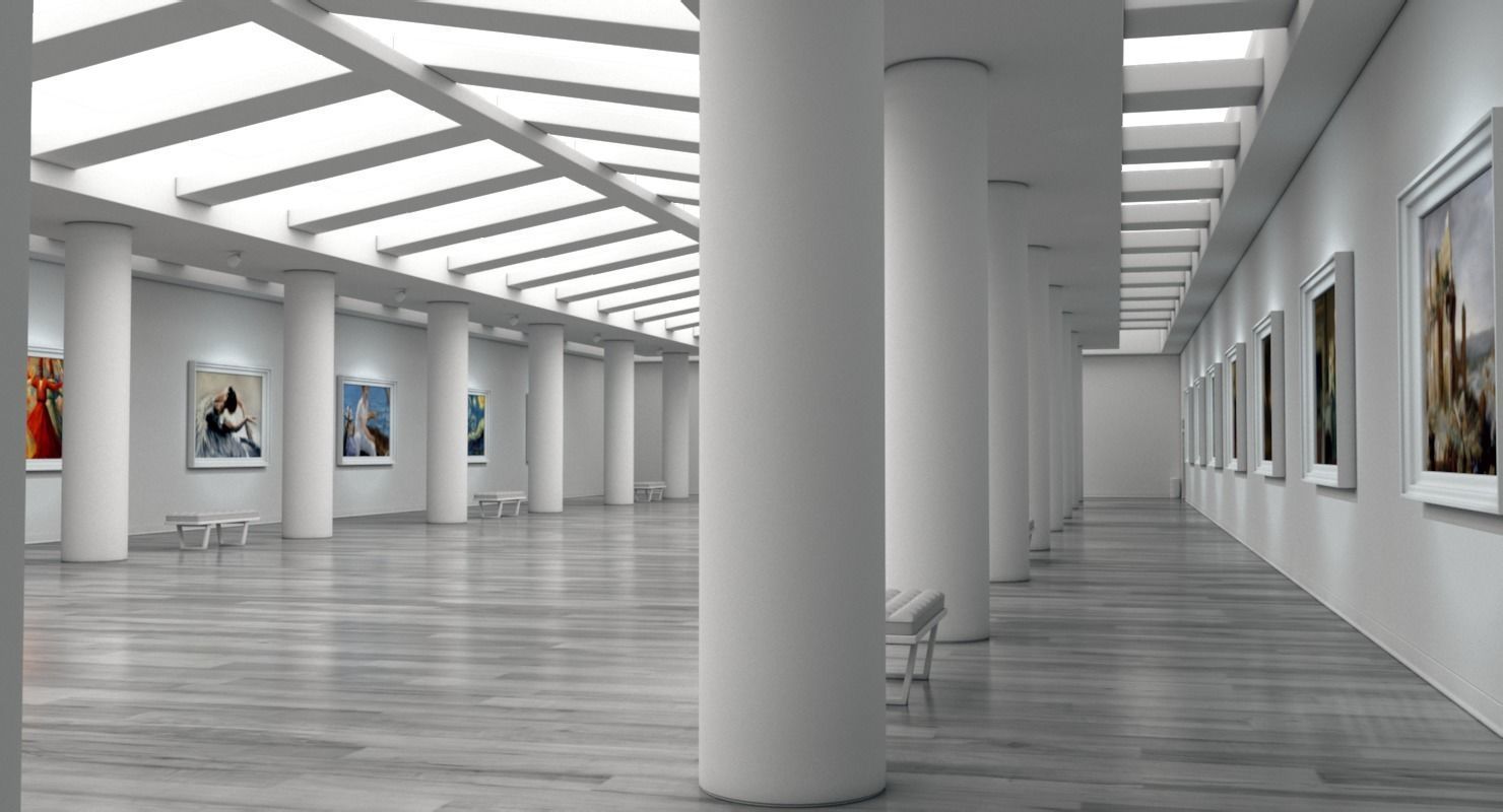 Art Gallery White 3D model_11