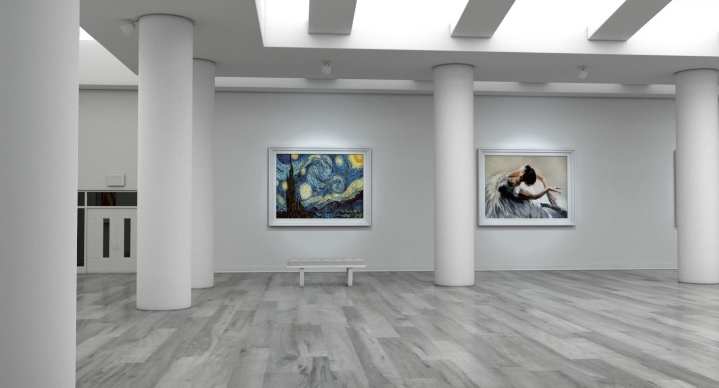 Art Gallery White 3D model_3