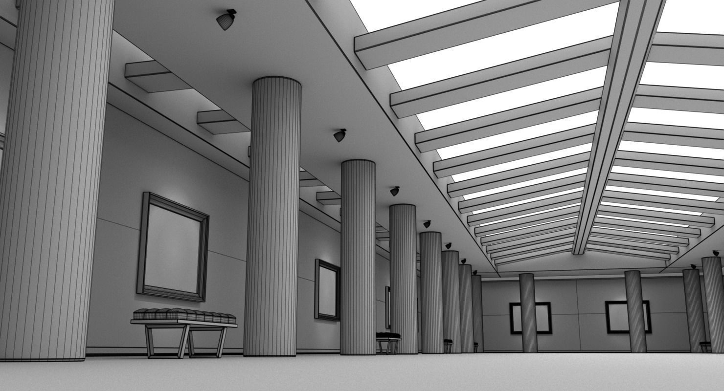 Art Gallery White 3D model_19