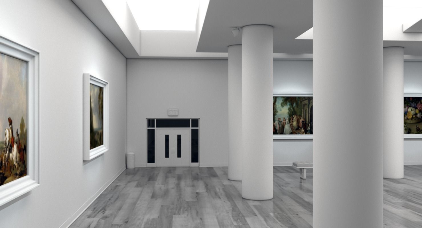 Art Gallery White 3D model_6
