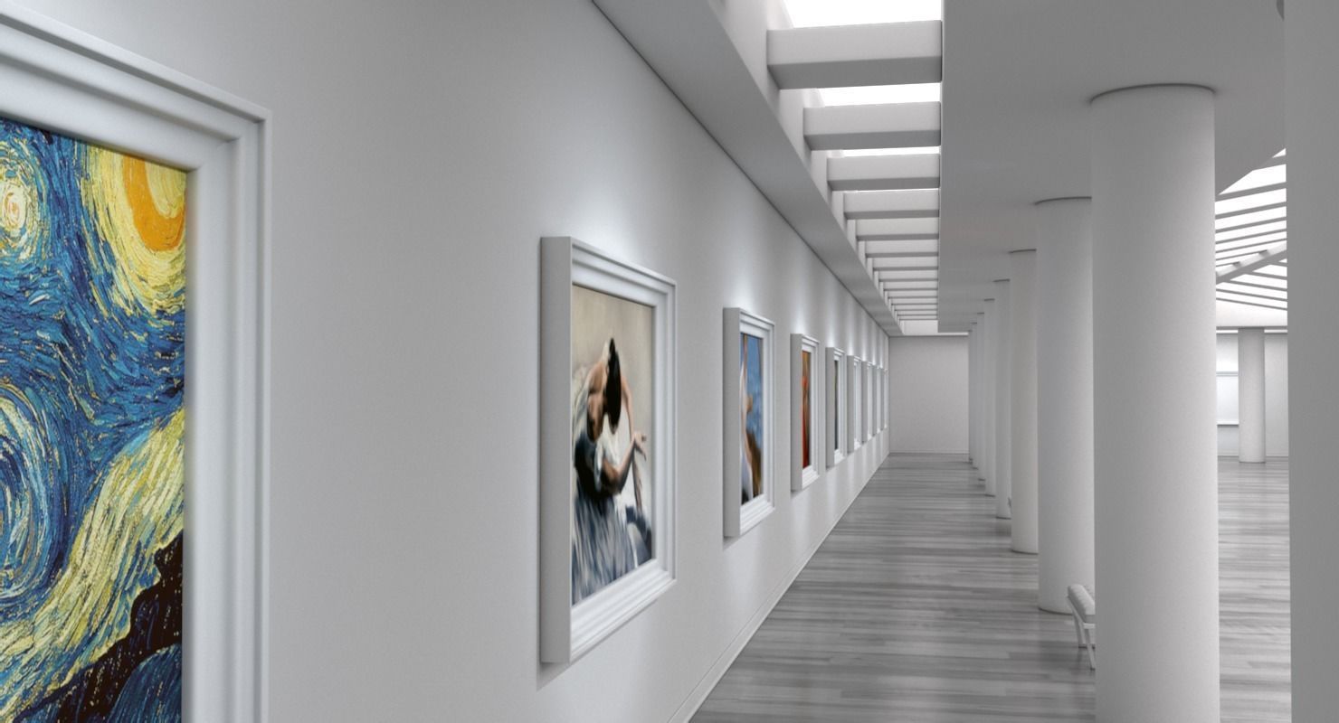Art Gallery White 3D model_2
