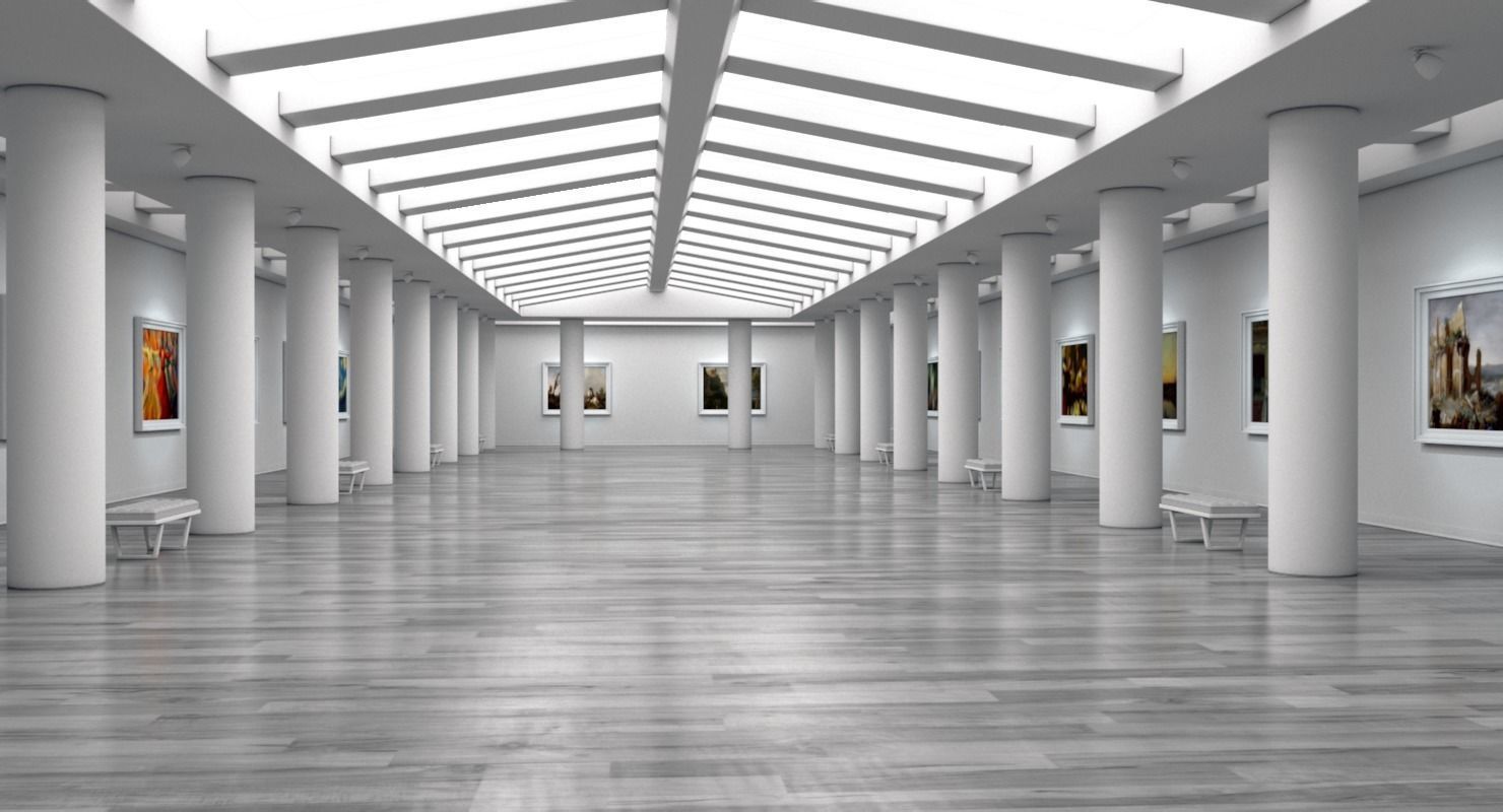 Art Gallery White 3D model_7