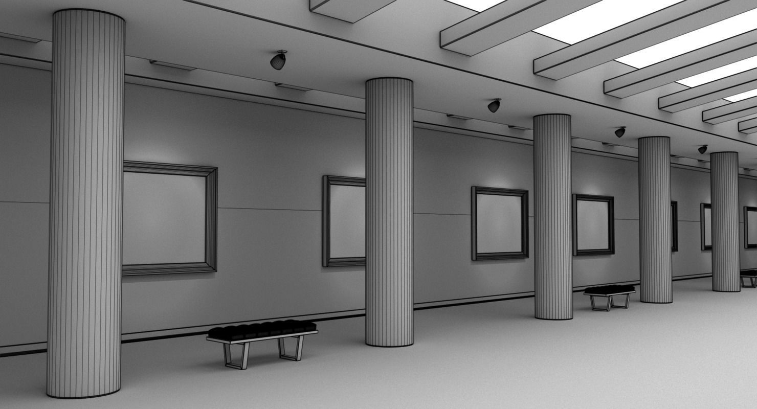 Art Gallery White 3D model_20