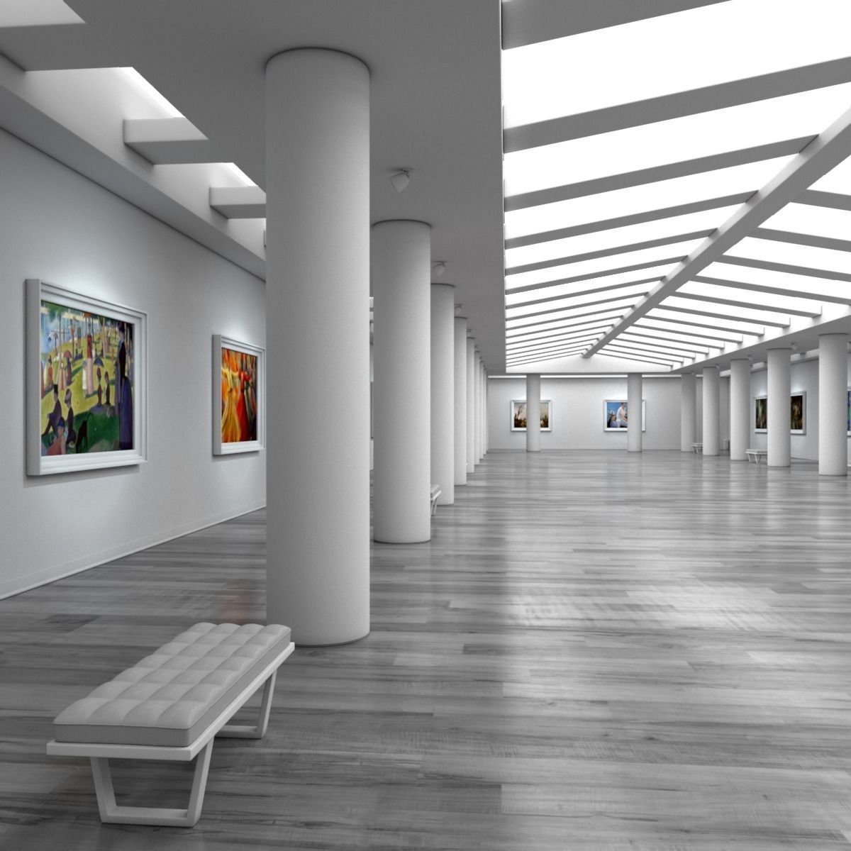 Art Gallery White 3D model_1