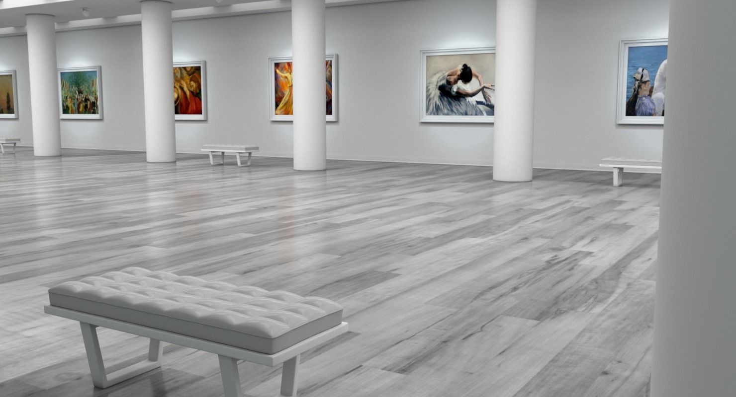 Art Gallery White 3D model_10