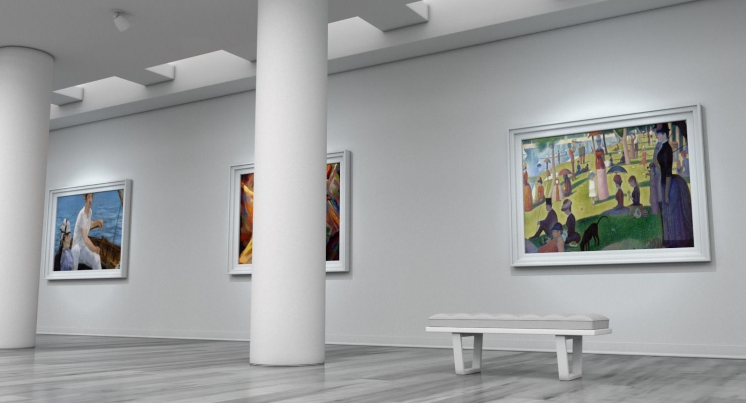 Art Gallery White 3D model_8