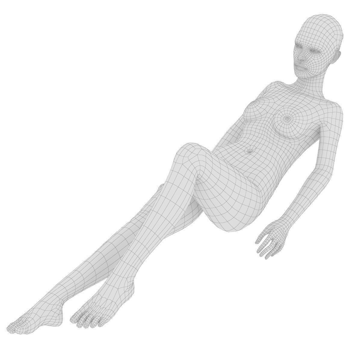 Young woman on a sun lounger 3D model_7