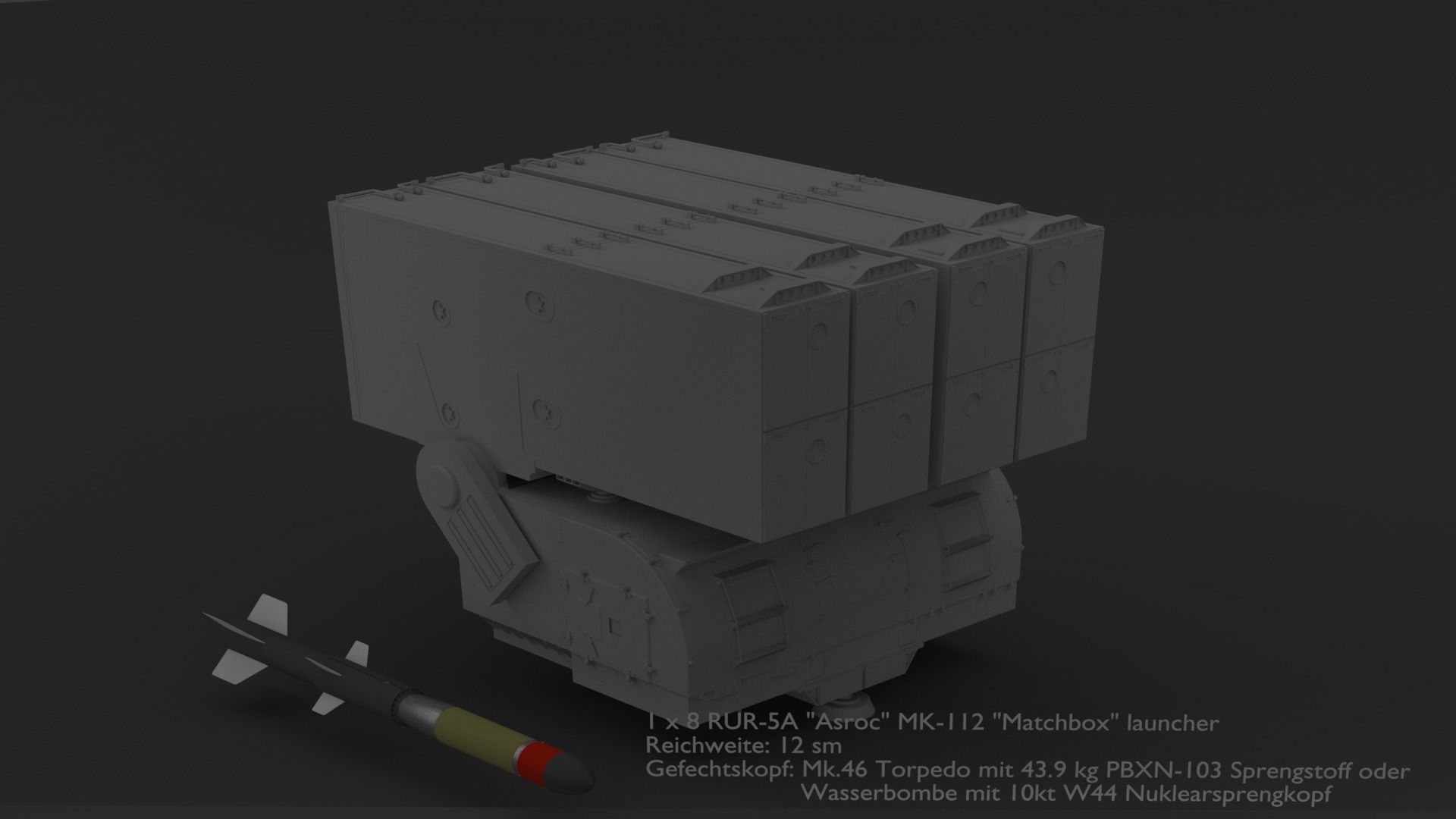 Anti Submarine Weapon USA RUR-5A Asroc 3D model_1