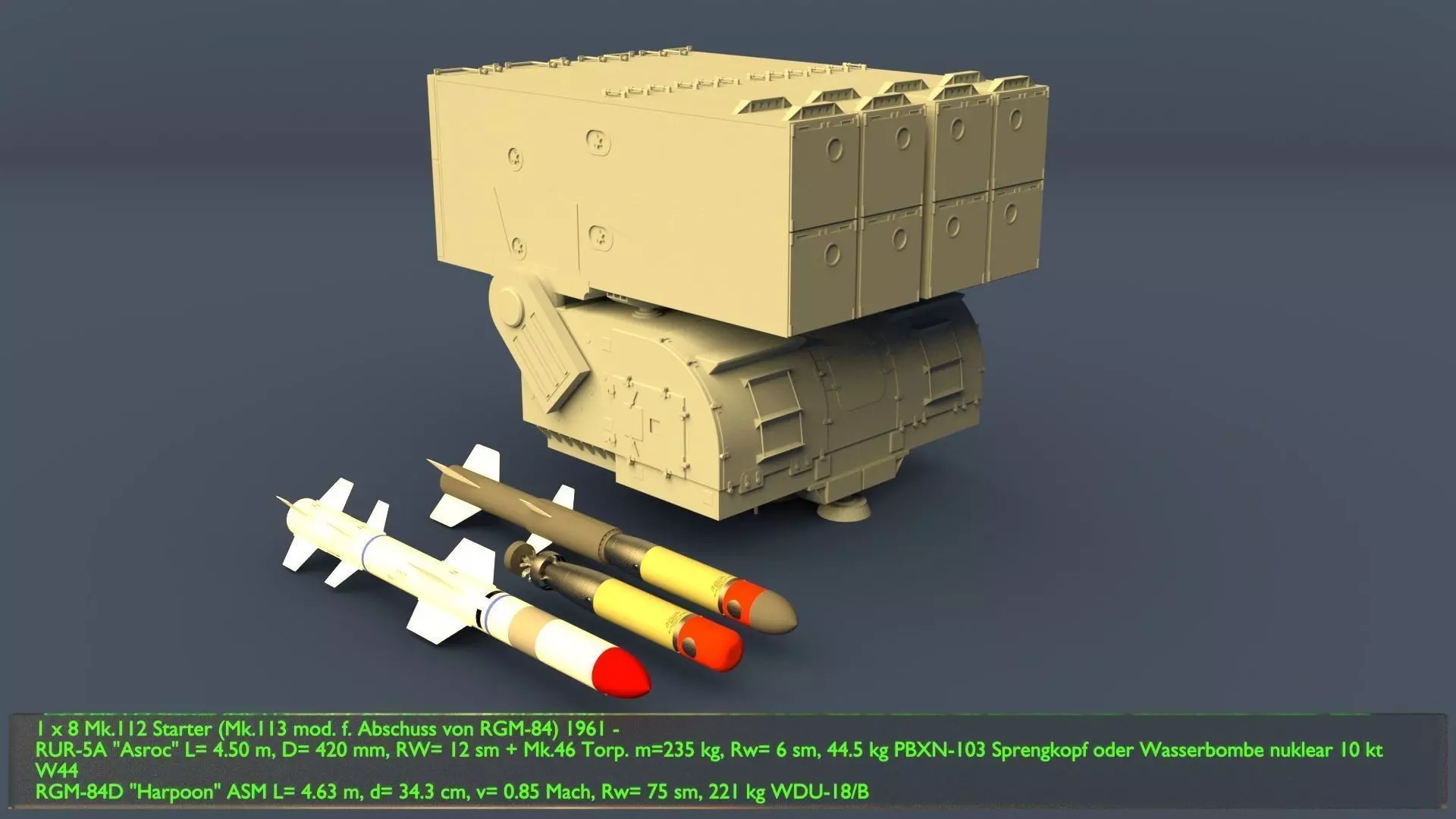 Anti Submarine Weapon USA RUR-5A Asroc 3D model_0