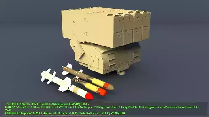 Anti Submarine Weapon USA RUR-5A Asroc 3D model