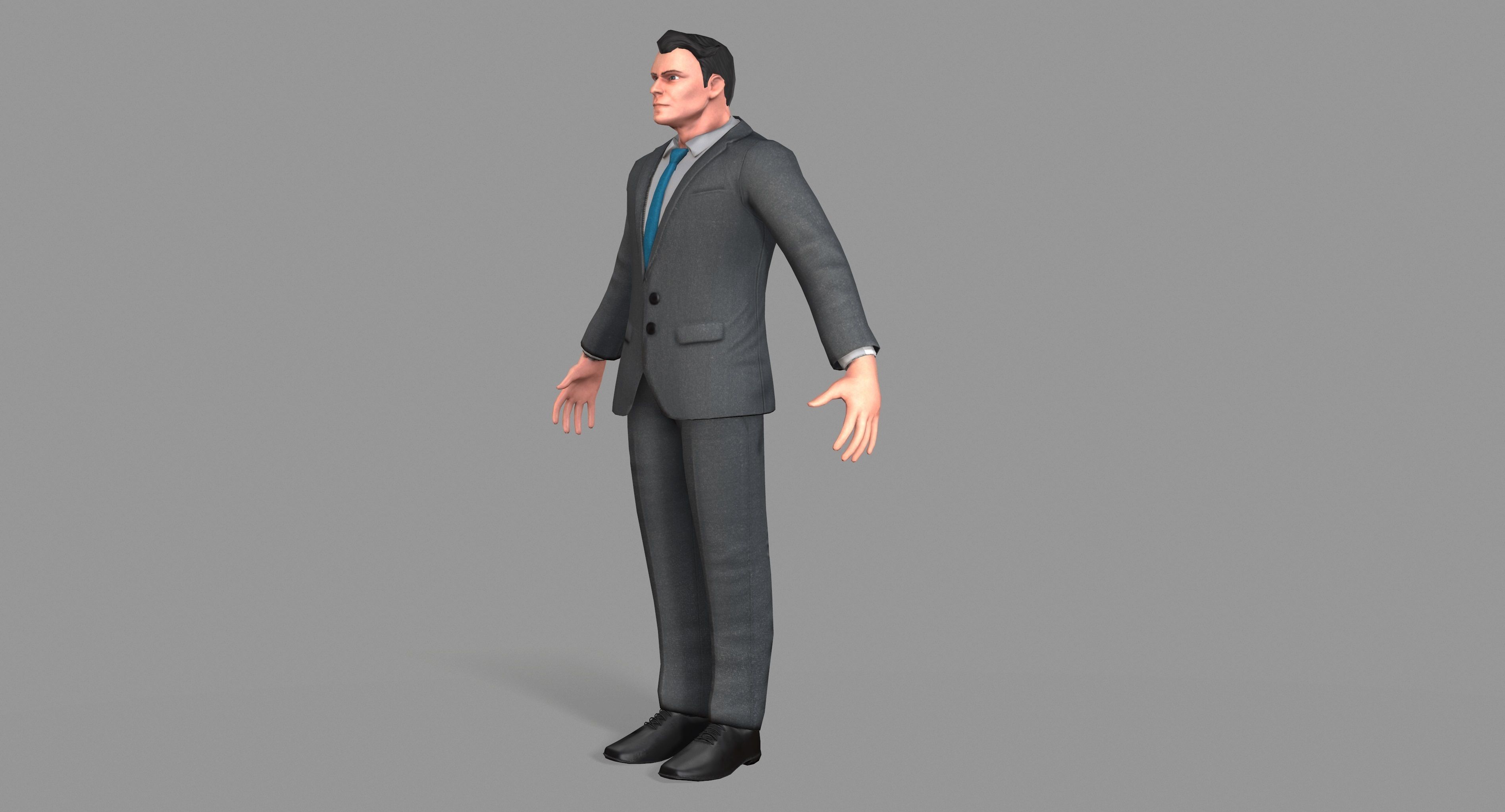 Business Suit Man Low-poly 3D model_10