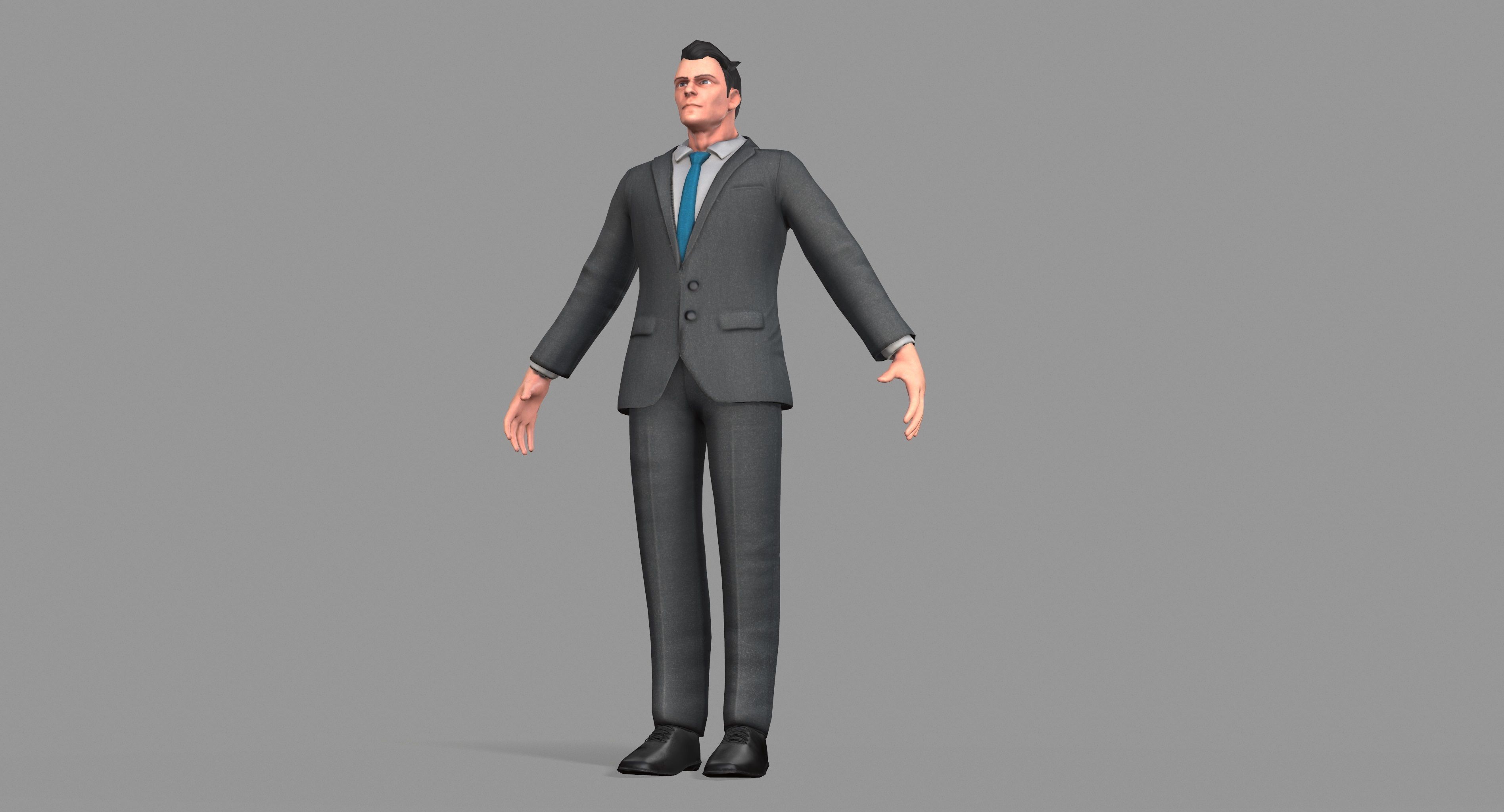 Business Suit Man Low-poly 3D model_34