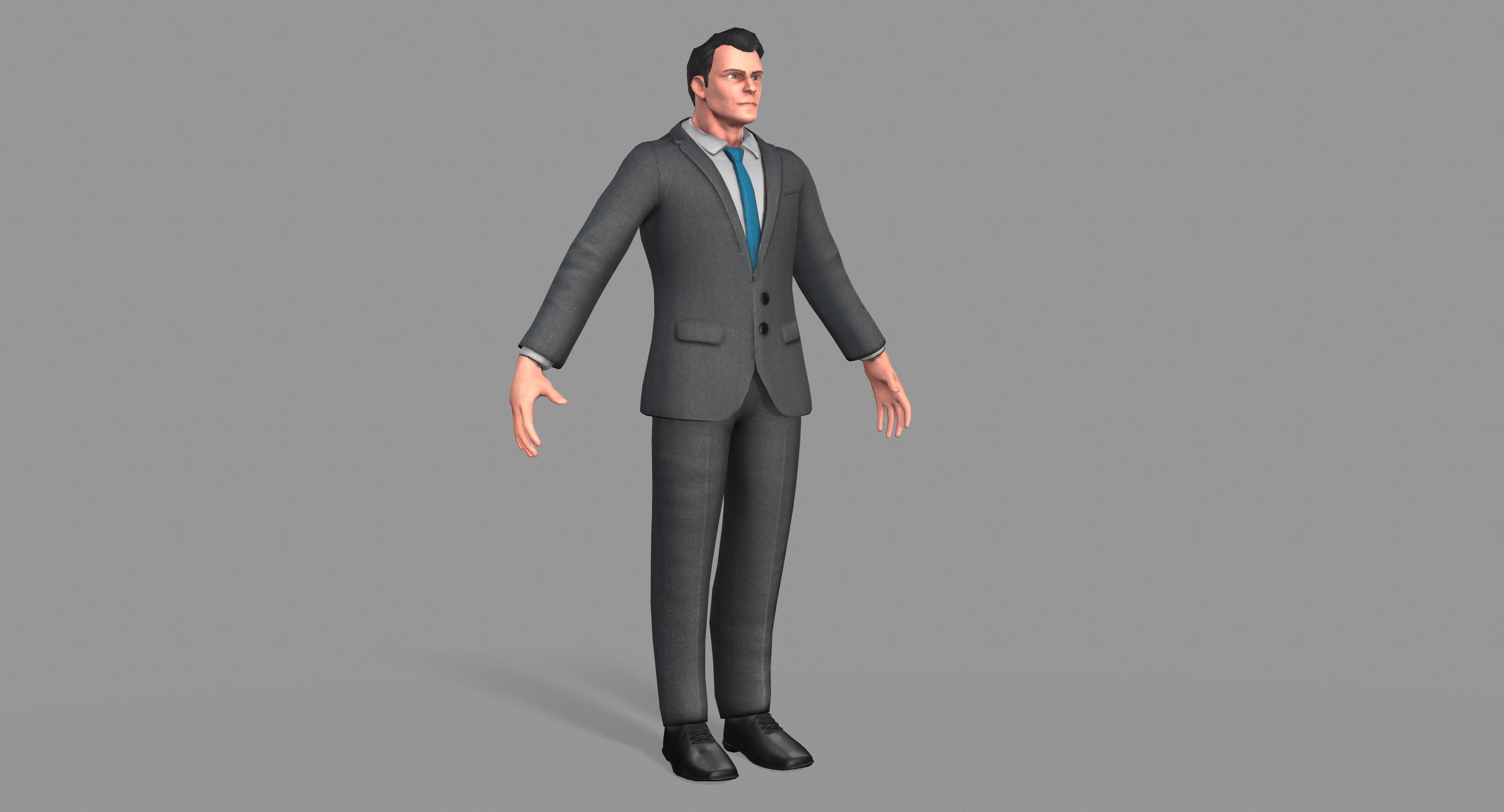 Business Suit Man Low-poly 3D model_2