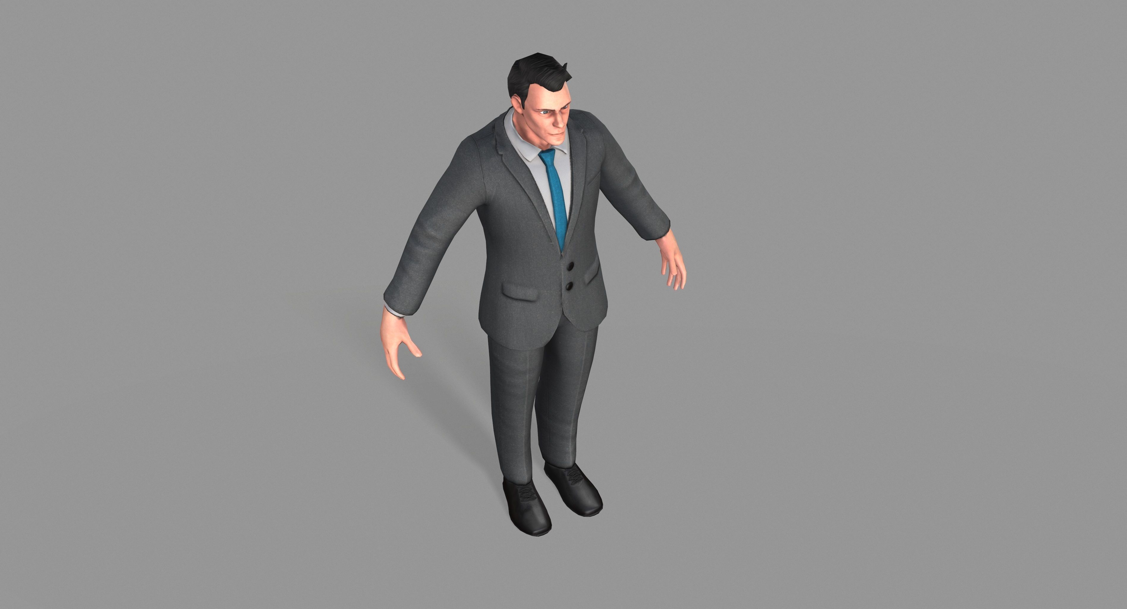 Business Suit Man Low-poly 3D model_13