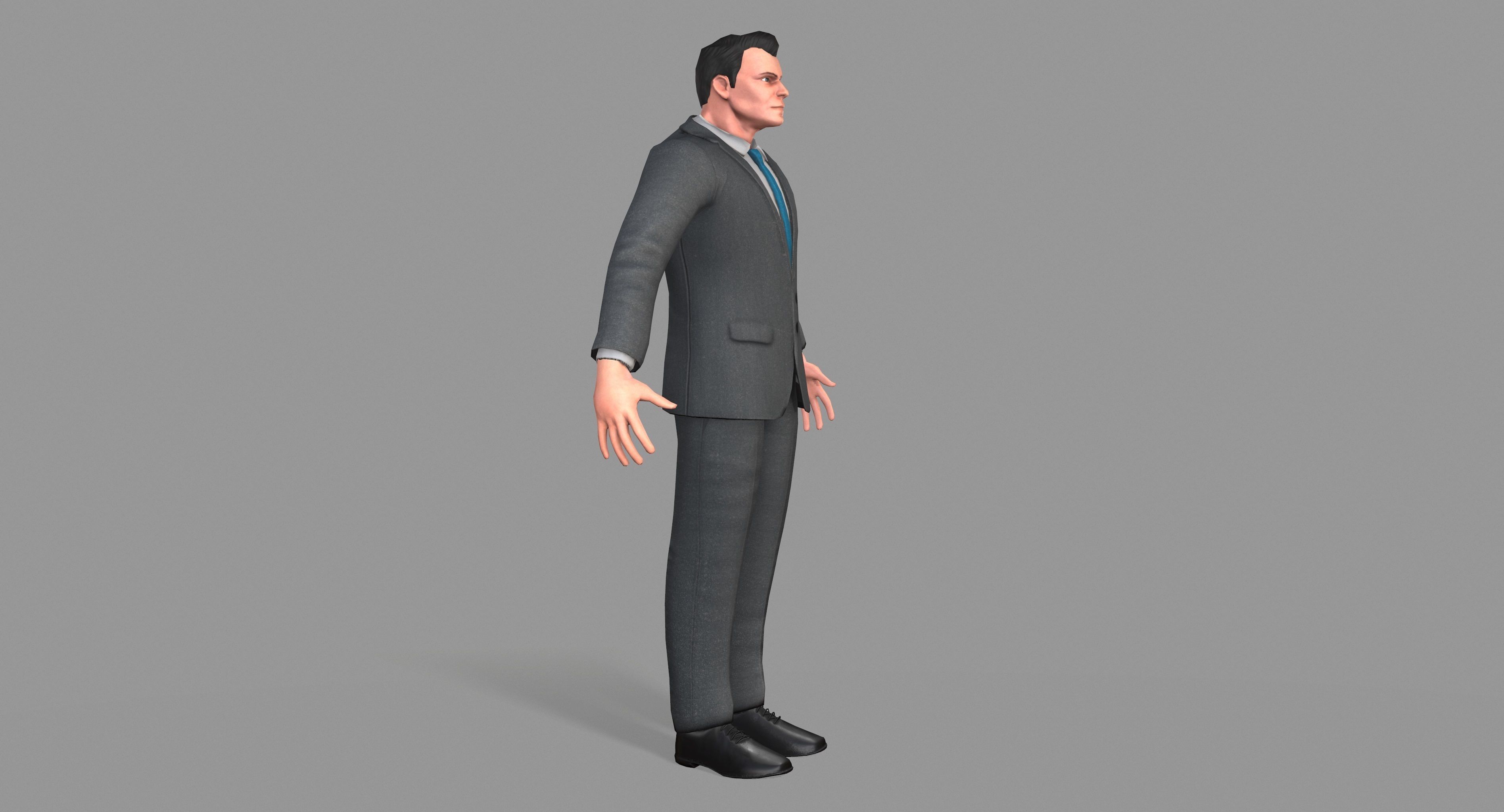 Business Suit Man Low-poly 3D model_3