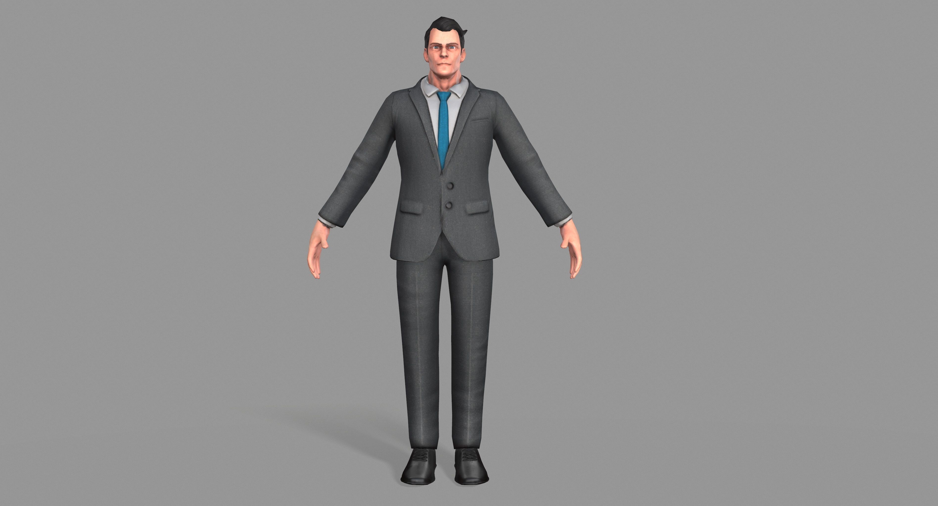 Business Suit Man Low-poly 3D model_1