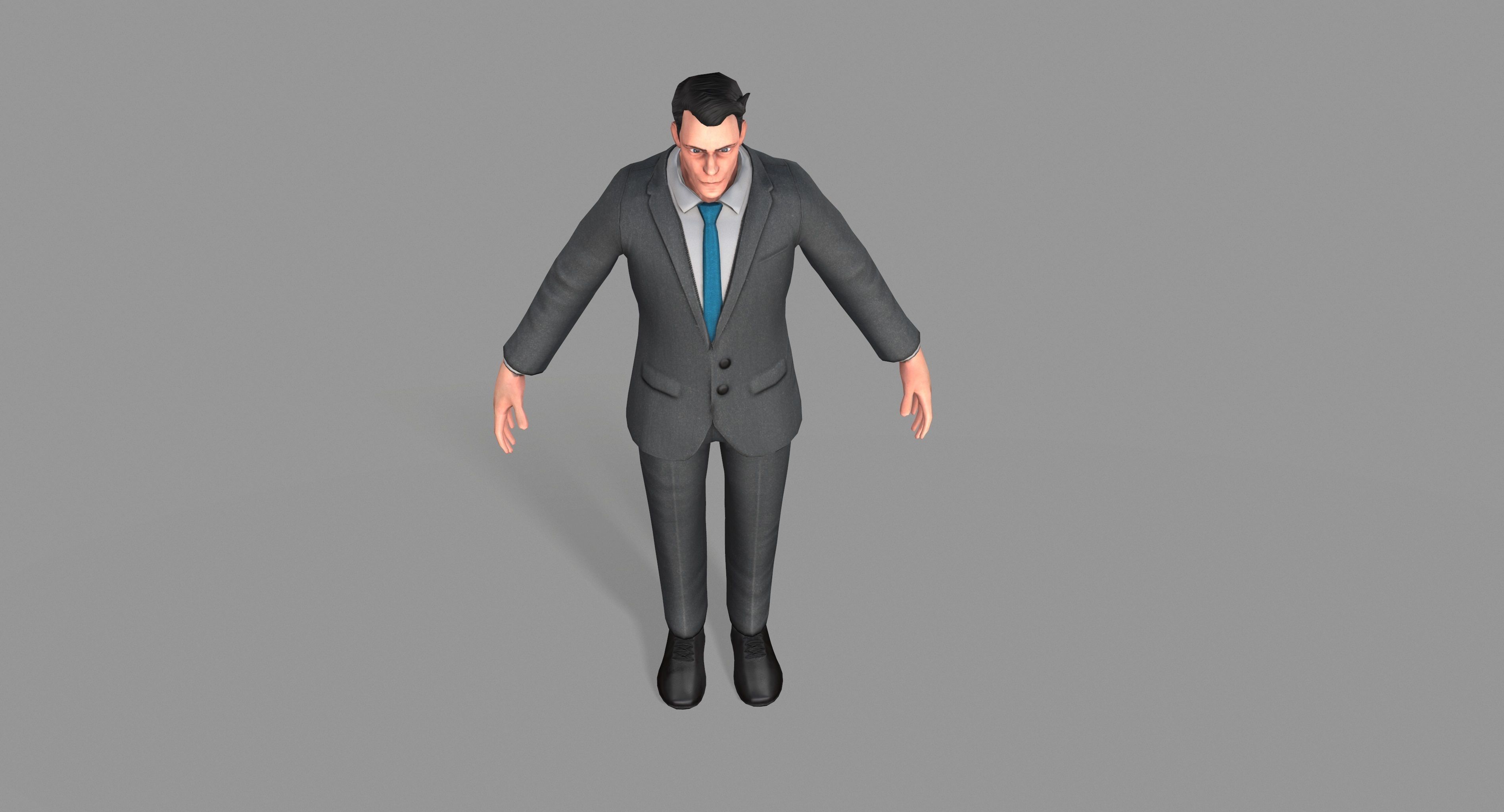 Business Suit Man Low-poly 3D model_12